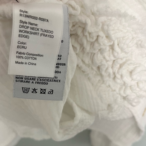 R13 Drop Neck Tuxedo Workshirt. Size XS - Picture 9 of 11